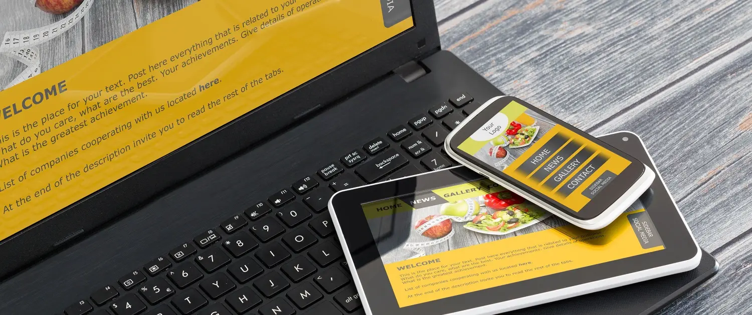 Responsive WordPress Website Laten Maken Responsief WordPress webdesign op laptop, tablet en smartphone voor het laten maken van een website door Totaal Webdesign Bureau intrige.