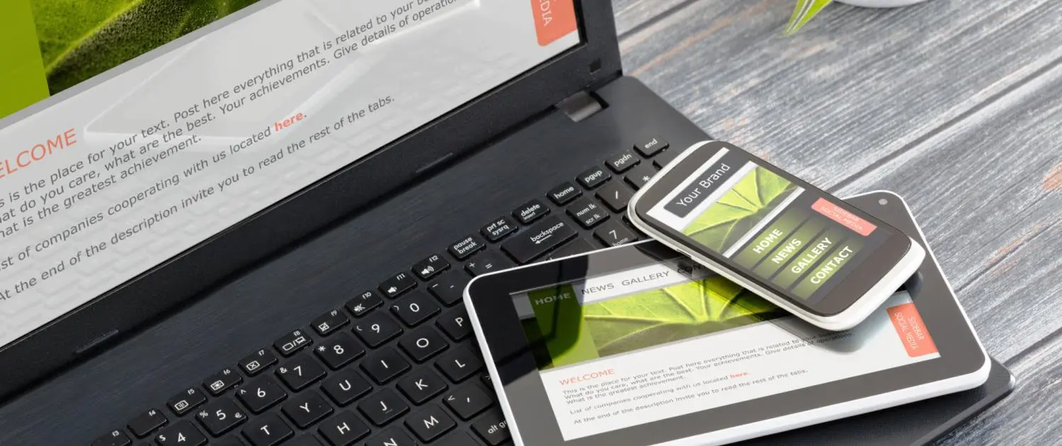 Totaal Webdesign Bureau intrige Responsief webdesign op laptop, tablet en smartphone voor WordPress website Totaal Webdesign Bureau intrige.